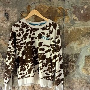Ariat Brown & Cream Cow Print Crewneck